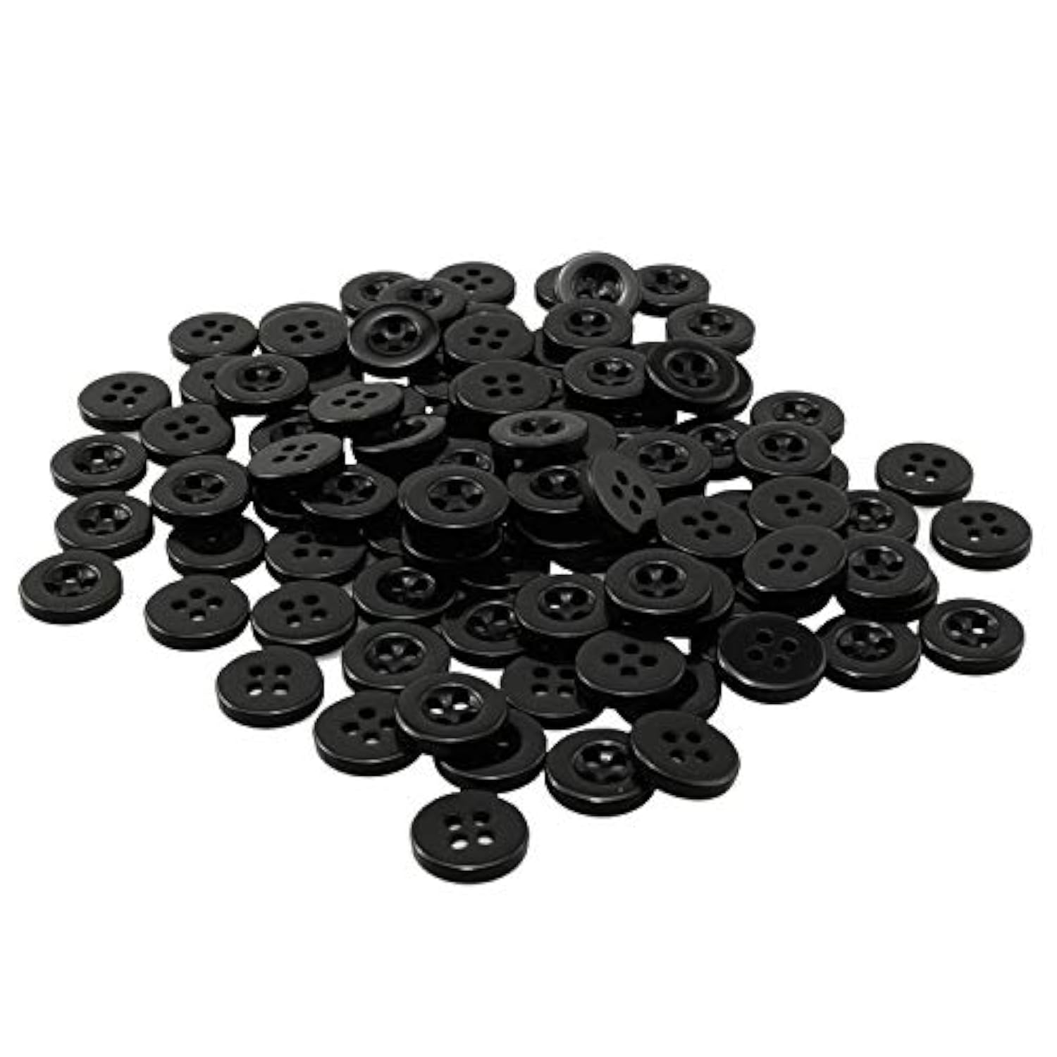 100Pcs Round Black Resin Button 11.5Mm 4 Holes Sewing Buttons For Garm
