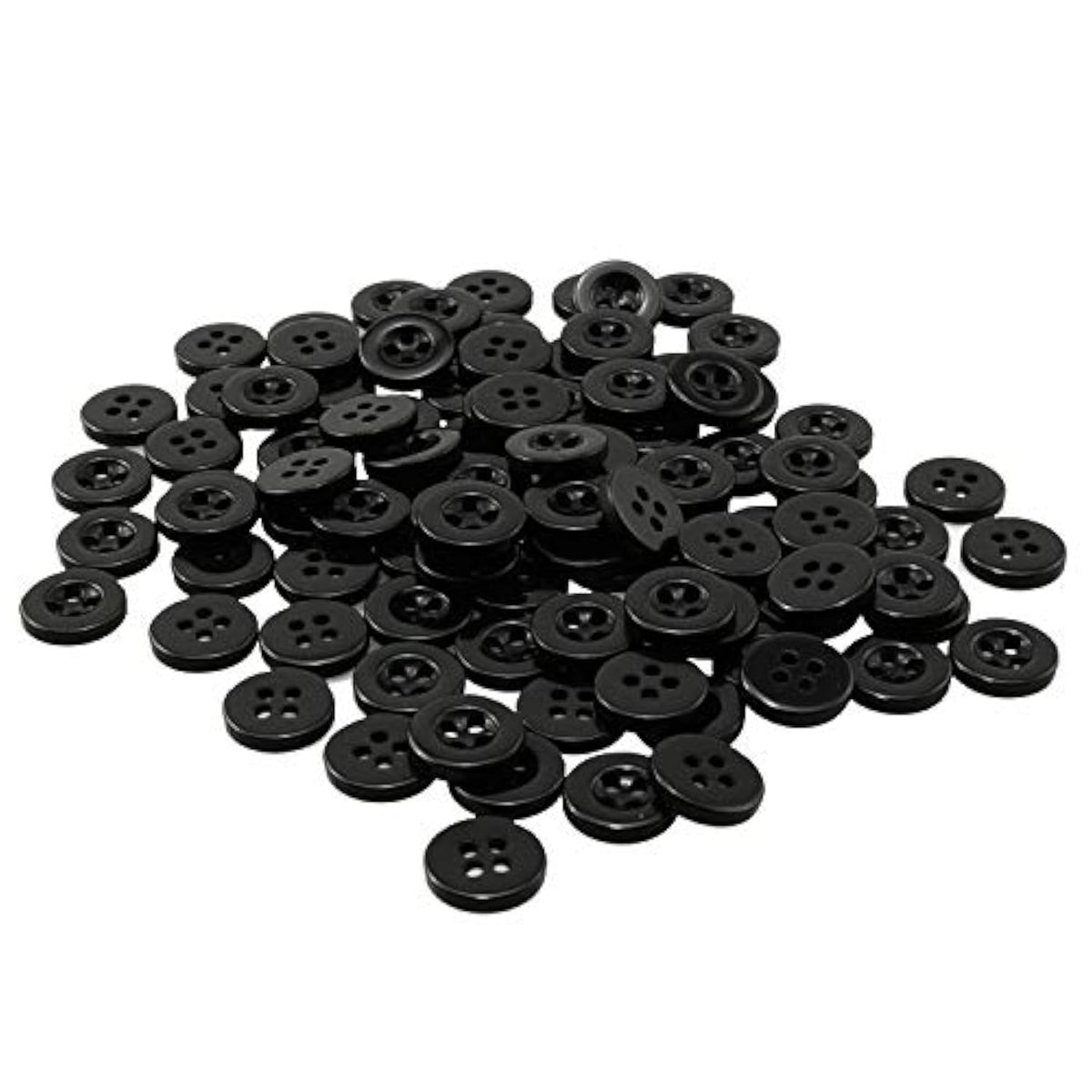 100Pcs Round Black Resin Button 11.5Mm 4 Holes Sewing Buttons For Garm
