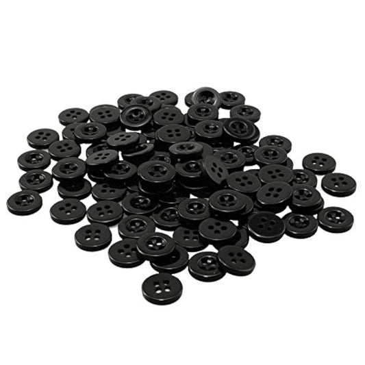 100Pcs Round Black Resin Button 11.5Mm 4 Holes Sewing Buttons For Garm