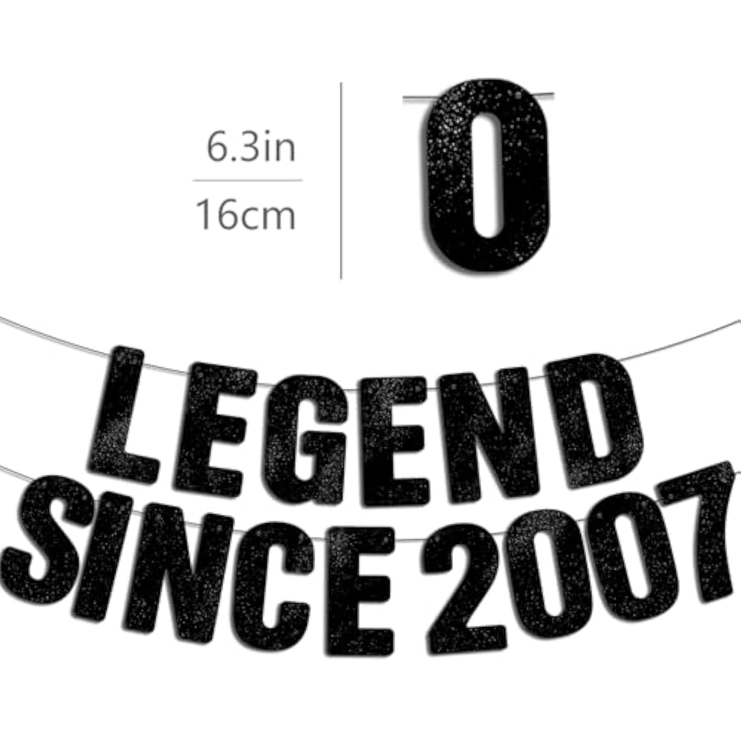 Pre-Strung Legend Since 2007 - Black Glitter Banner, 18Th Birthday Decorations For Boys & Girls, Funny 18Th Decor Bday Sign Gifts