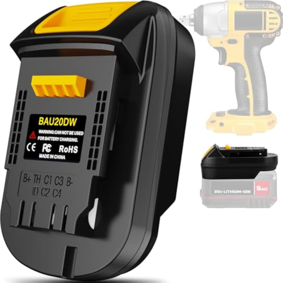 Adapter For Bauer 20V Li-Ion Battery Convert To For Dewalt 20V Max Battery, Use For Dewalt 20V 60V Battery Cordless Power Tools(Adapter Only)