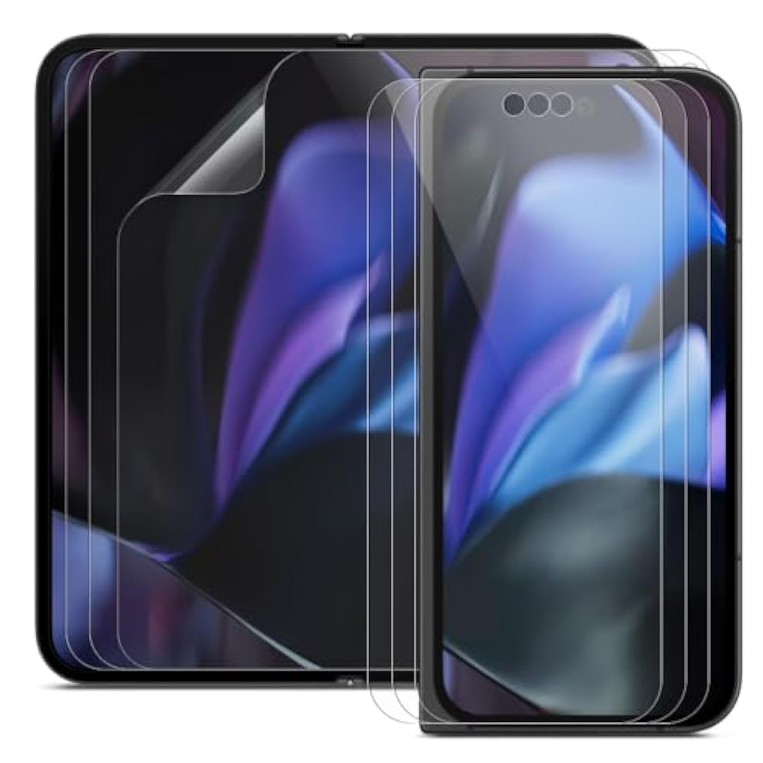 [3+3 Pack] For Google Pixel 9 Pro Fold, Clear Tpu+Epu Screen Protector [3 Pack Inside + 3 Pack Front] Hd Clarity For Ultimate Protection, Scratch Self-Healing, Easy Installation With Alignment Jig