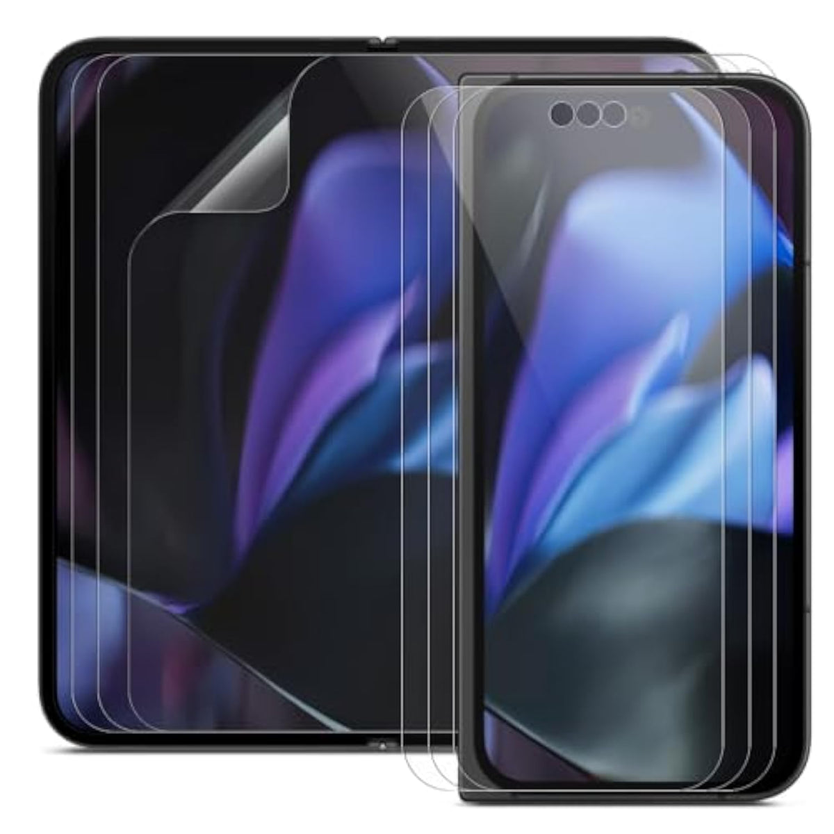 [3+3 Pack] For Google Pixel 9 Pro Fold, Clear Tpu+Epu Screen Protector [3 Pack Inside + 3 Pack Front] Hd Clarity For Ultimate Protection, Scratch Self-Healing, Easy Installation With Alignment Jig
