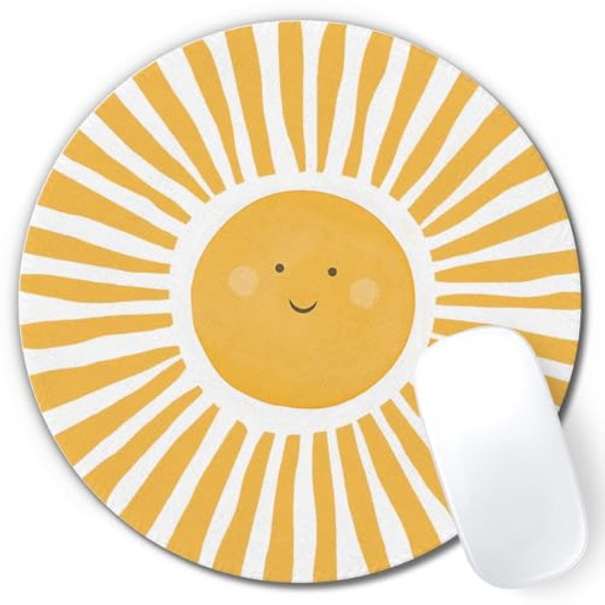 Boho Yellow Sunshine Mouse Pad, Cute Sunshine Mouse Pads Mousepad For Desk Home Office Dorm Computers Laptop, Boho Office Supplies Desk Accessories, 7.9X7.9 Inch