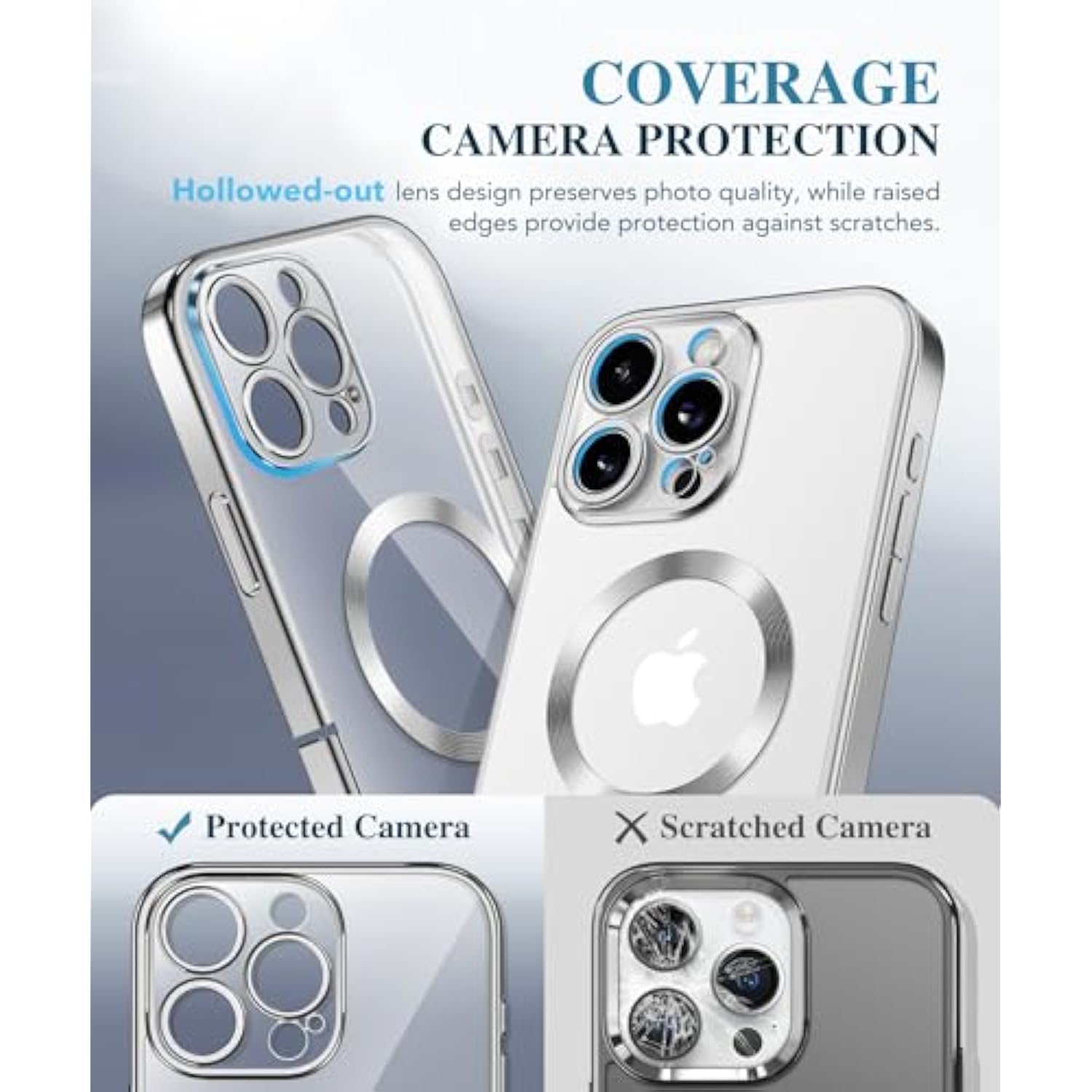 For Iphone 16 Pro Case, Compatible With Magsafe, Built-In 9H Tempered Screen Protector And Camera Protection, Full Body Shockproof Plating Phone Case For 16 Pro 6.3", Silver