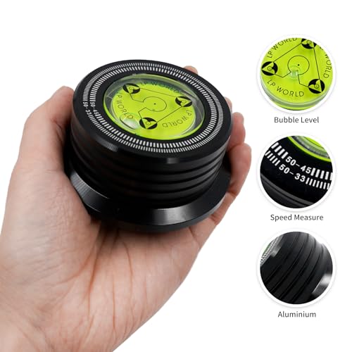 3 in 1 Black Record Weight Stabilizer, Turntable Disc Stabilizer Clamp with Bubble Level for LP Vinyl Record Player