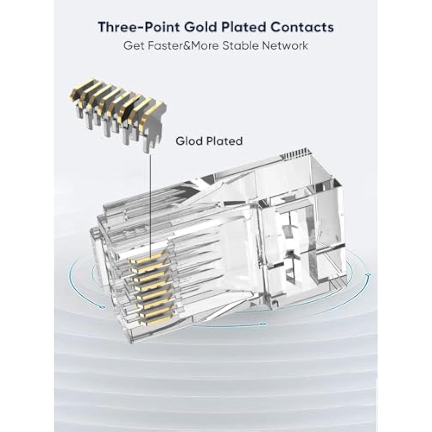 CableCreation RJ45 Pass Through Connectors, 100-Pack Cat6/Cat5e Gold Plated Mo