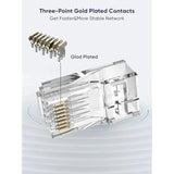 CableCreation RJ45 Pass Through Connectors, 100-Pack Cat6/Cat5e Gold Plated Mo