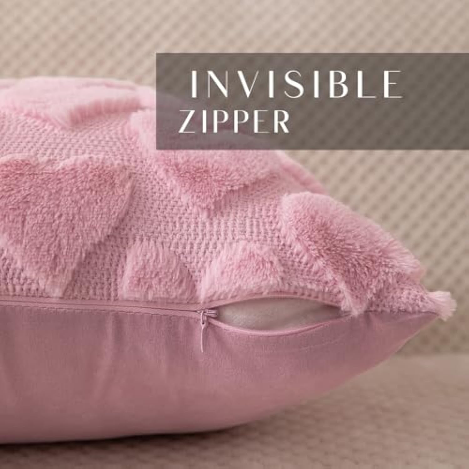Valentines Pillow Covers 18X18 Inch Set Of 2 Valentines Day Decoration Pink Heart Soft Plush Faux Fur Jacquard Throw Pillows For Bedroom Sofa Holiday Festivals Home Decor Ptk017B18