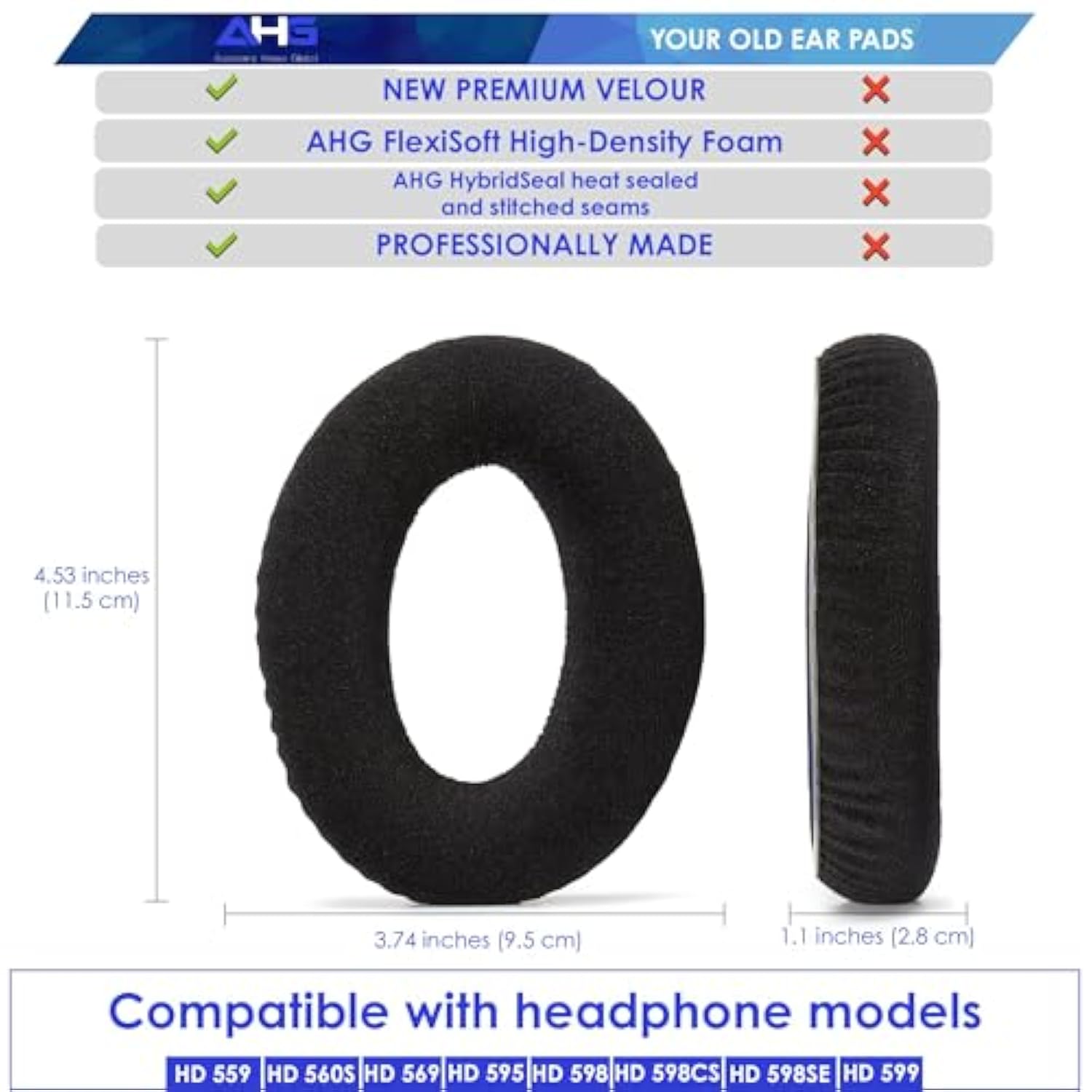 Premium Replacement Hd 598 / Hd 599 Ear Pads Cushions Compatible With Sennheiser Hd 599 Hd 598 Hd 598Se Hd 598Cs Hd 595 Hd 579 Hd 560S Hd 569 Hd 559 Headphones. Premium Velour/High-Density Foam