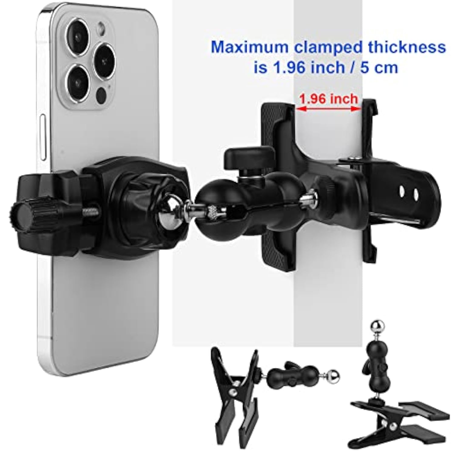 Clamp Phone Stand Holder For Desk/Table/Glass Door/Desktop Baffle/Easel,360°Adjustable Aluminium Alloy Arm Metal Phone Mount,Compatible With /Nexus/Htc/Lg/Huawei/Smart Phones
