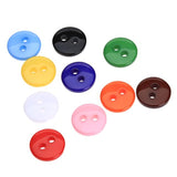 100Pcs 15Mm Mixed Color Round 2 Holes Resin Buttons Craft Buttons For