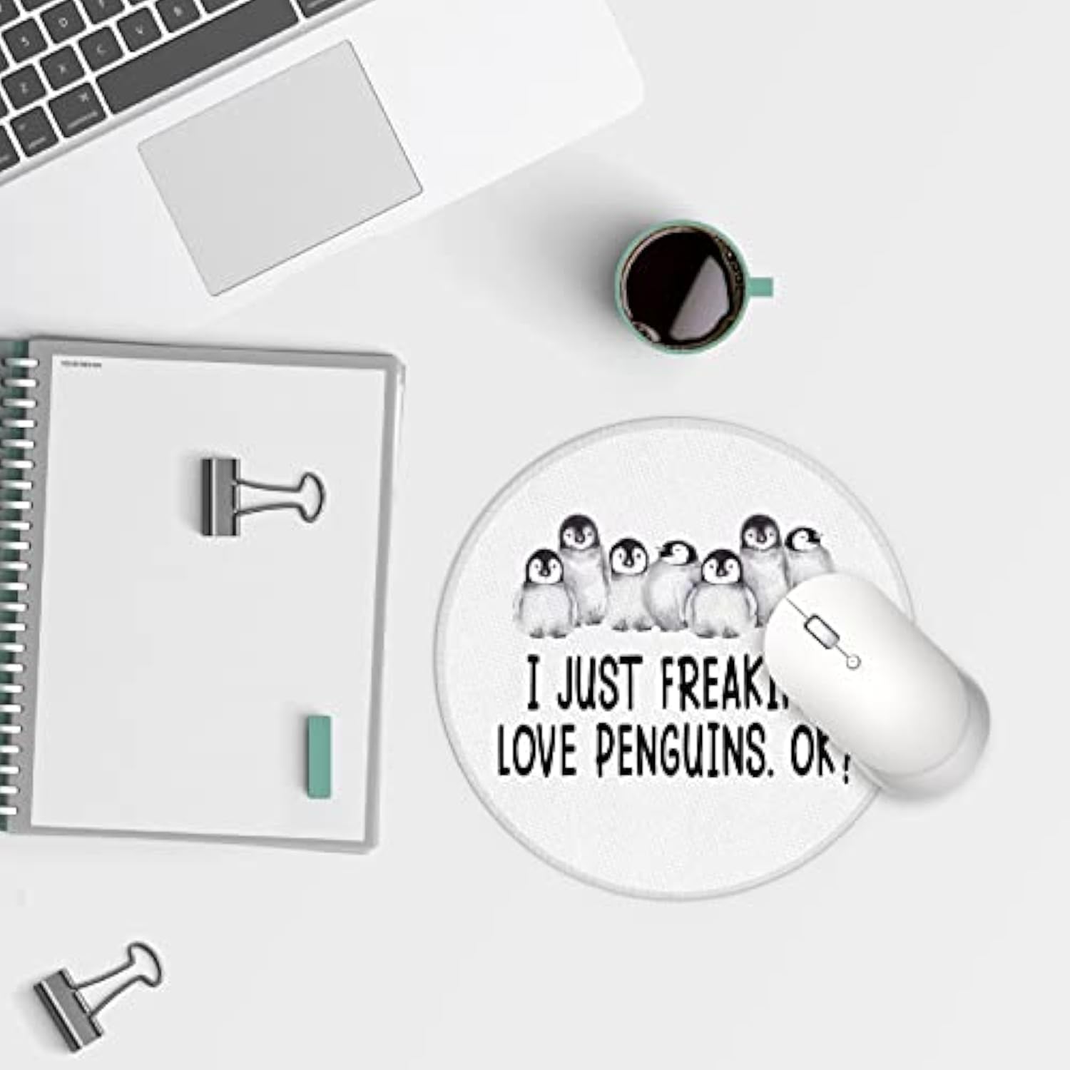 I Just Freaking Love Penguins Ok Small Mouse Pad 7.9X7.9 Inches,Washable Round Cloth Mousepad For Office Laptop Computer,Non-Slip Rubber Base Mouse Pads For Wireless Mouse,Penguin Lovers Girls Gift