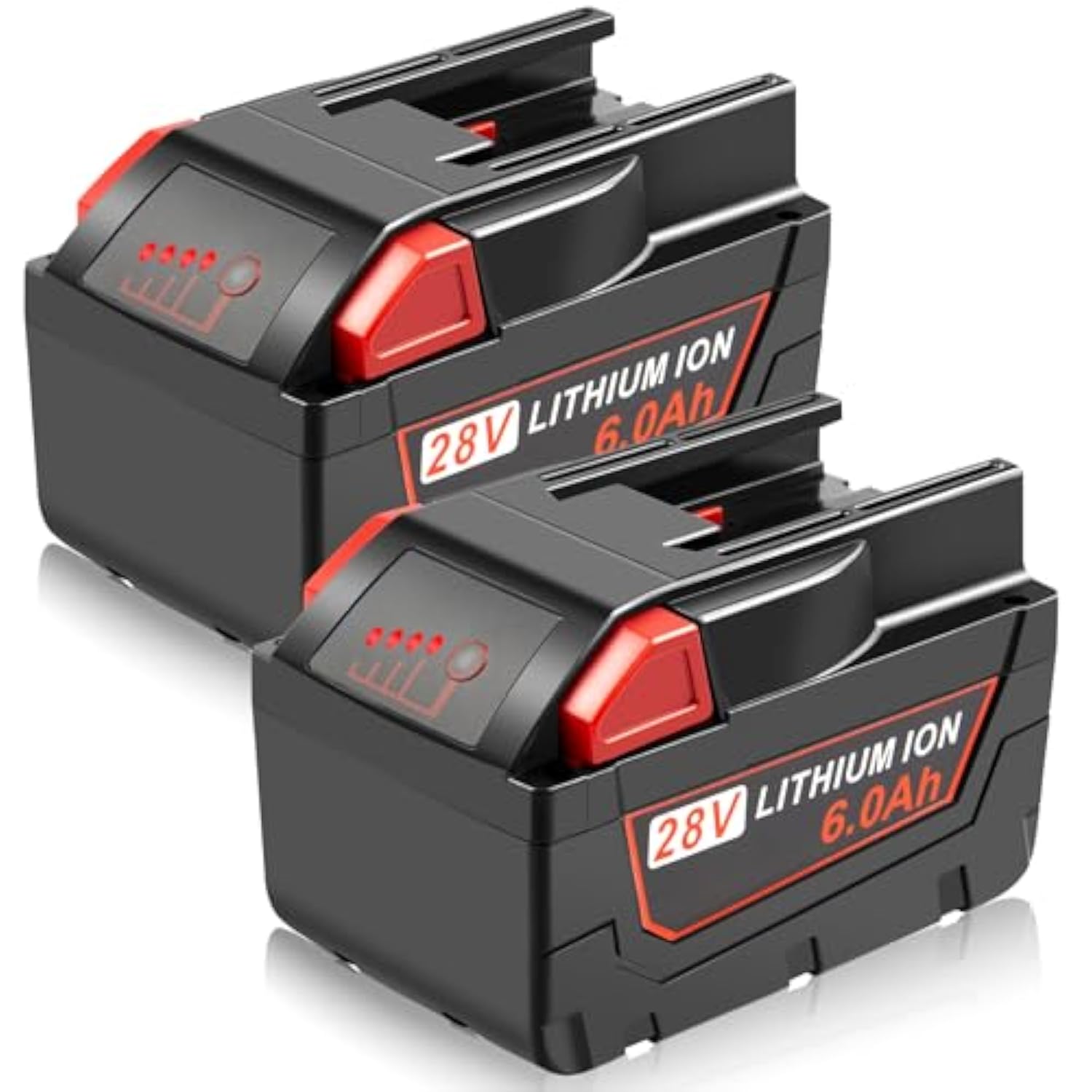 2Pack 6000Mah 28V Battery Replacement For Milwaukee 28V Power Tools Battery 0719-20 0719-22 0779-20 22 0928-29 0726-20 Cordless Tool Combo Kit With 4 Led Charging Indicator
