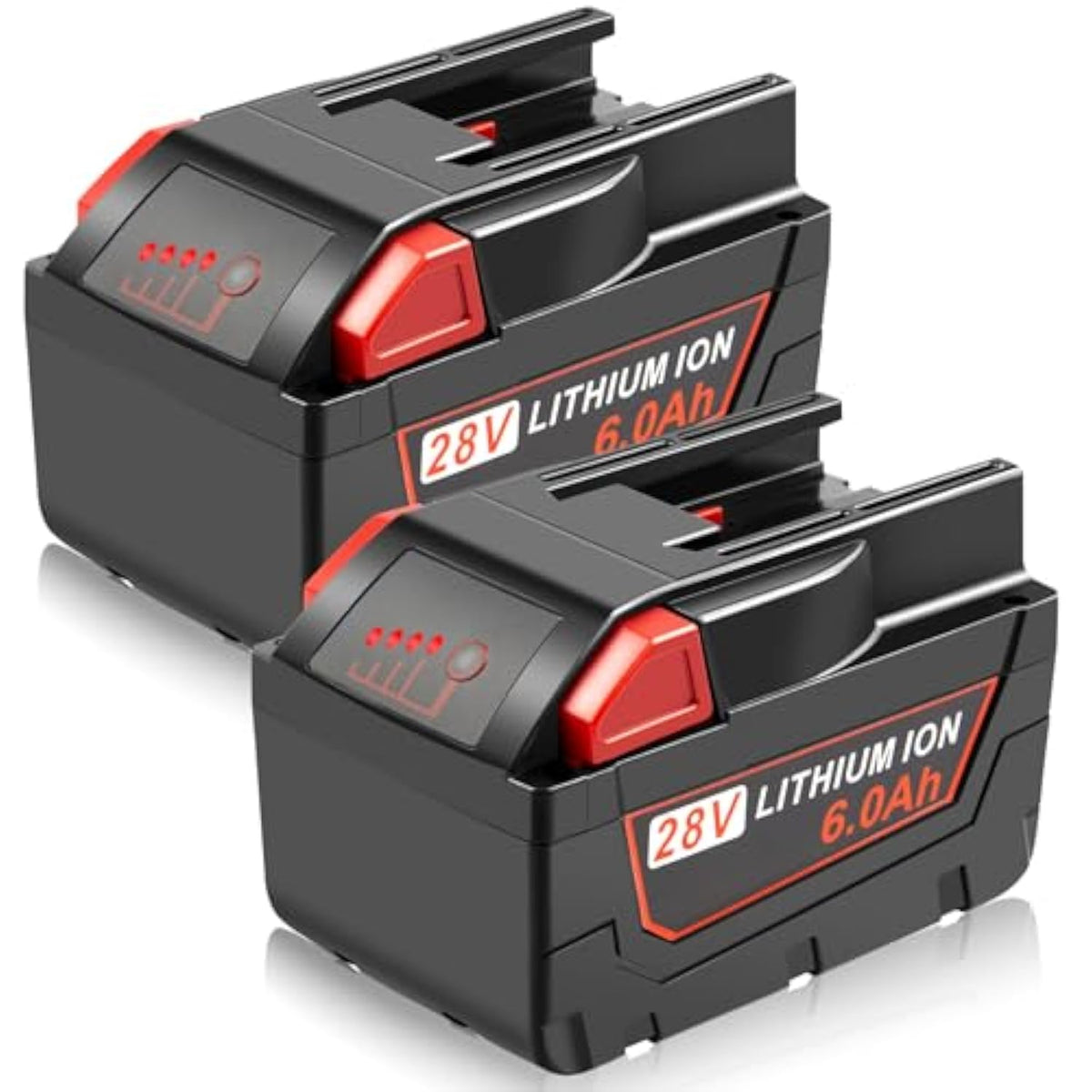 2Pack 6000Mah 28V Battery Replacement For Milwaukee 28V Power Tools Battery 0719-20 0719-22 0779-20 22 0928-29 0726-20 Cordless Tool Combo Kit With 4 Led Charging Indicator
