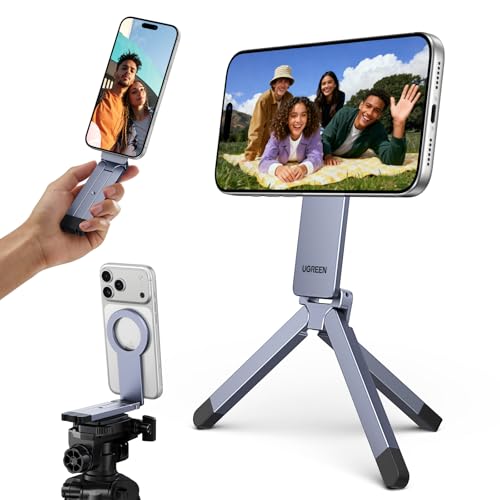 UGREEN for Magsafe Tripod 360° Rotating Adjustable Magnetic Phone Stand for 1/4'' Screw Port Compatibility with iPhone 17 16 15 14 13 12 Pro Max Air,