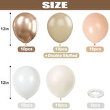 60pcs White Sand Beige Boho Balloons Chrome Champagne Nude for Party Decor