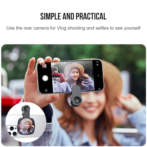 Clip Selfie Mirror for Phone Back Camera - Live Streaming, Vlogging, HD Reflective Clip Compatible With iPhone Rear Camera, 2.36"