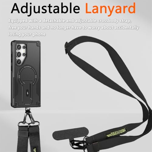 for  Galaxy S26 Ultra Crossbody Phone Case with Lanyard, Adjustable Shoulder Strap, Shockproof Drop Protection Magnetic Phone Cover with