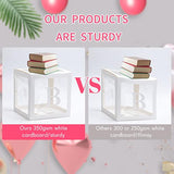Baby Boxes With 12 Letters For Baby Shower, Baby Shower Decorations For Boy Or Girl, 4 Pcs Transparent Balloon Boxes Clear Blocks For 1St Birthday, Gender Reveal Party Supplies Background
