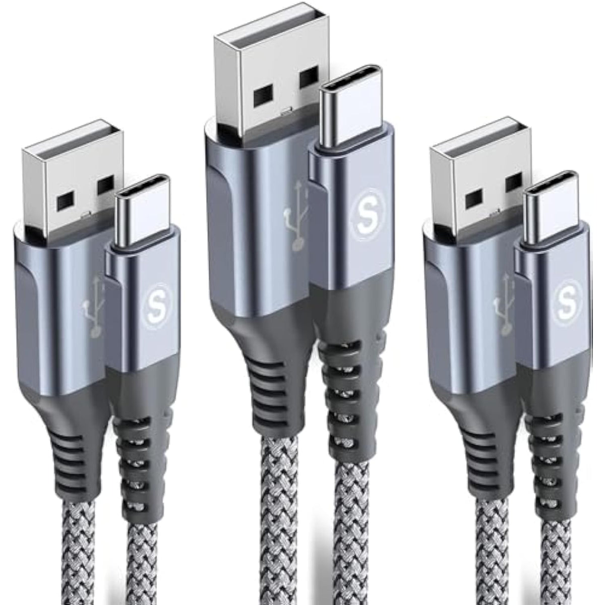 Usb C Cable 3.1A Fast Charging [3Pack,6.6Ft+3.3Ft+1.5Ft], Usb-A To Usb-C Charg