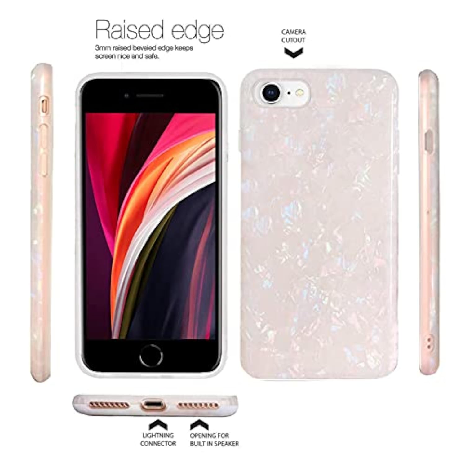 Luxury Sparkle Translucent Clear Thinfoil Design Slim Soft Silicone Phone Case for iPhone SE 2022/2020, iPhone 8, iPhone 7, 4.7 inch