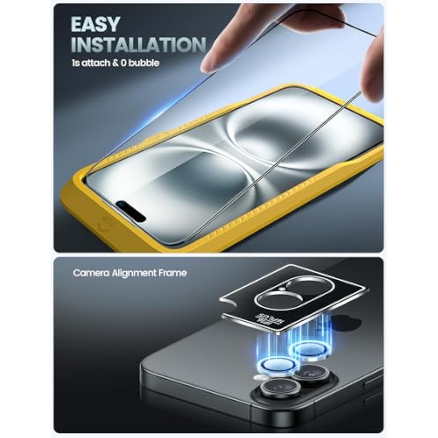 2+2 Pack Screen & Camera Protector for iPhone 16 [6.1"], 9H Glass, Easy Align, HD Clear
