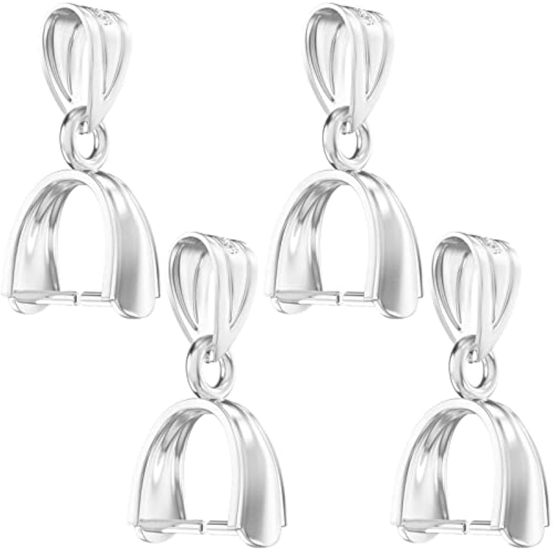925 Sterling Silver Pinch Bails For Pendants Clasp Connectors Bails For Jewelry Necklace Clip Pendant Clasps(Made In Italy)