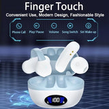 Clip Ear Sport Earbud Headphones Bluetooth 5.3 Open Earpiece, Clip On Ear Never Fall Out 8 Hours Playtime with Charging Case, HiFi Sound Noise