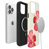 For Iphone 14 Pro Max Case [Compatible With Magsafe] Pattern Design For Women Girls Hybrid 2 Layer Hard Shell Silicone Protective Magnetic Cover,C Tropical Hibiscus Flower
