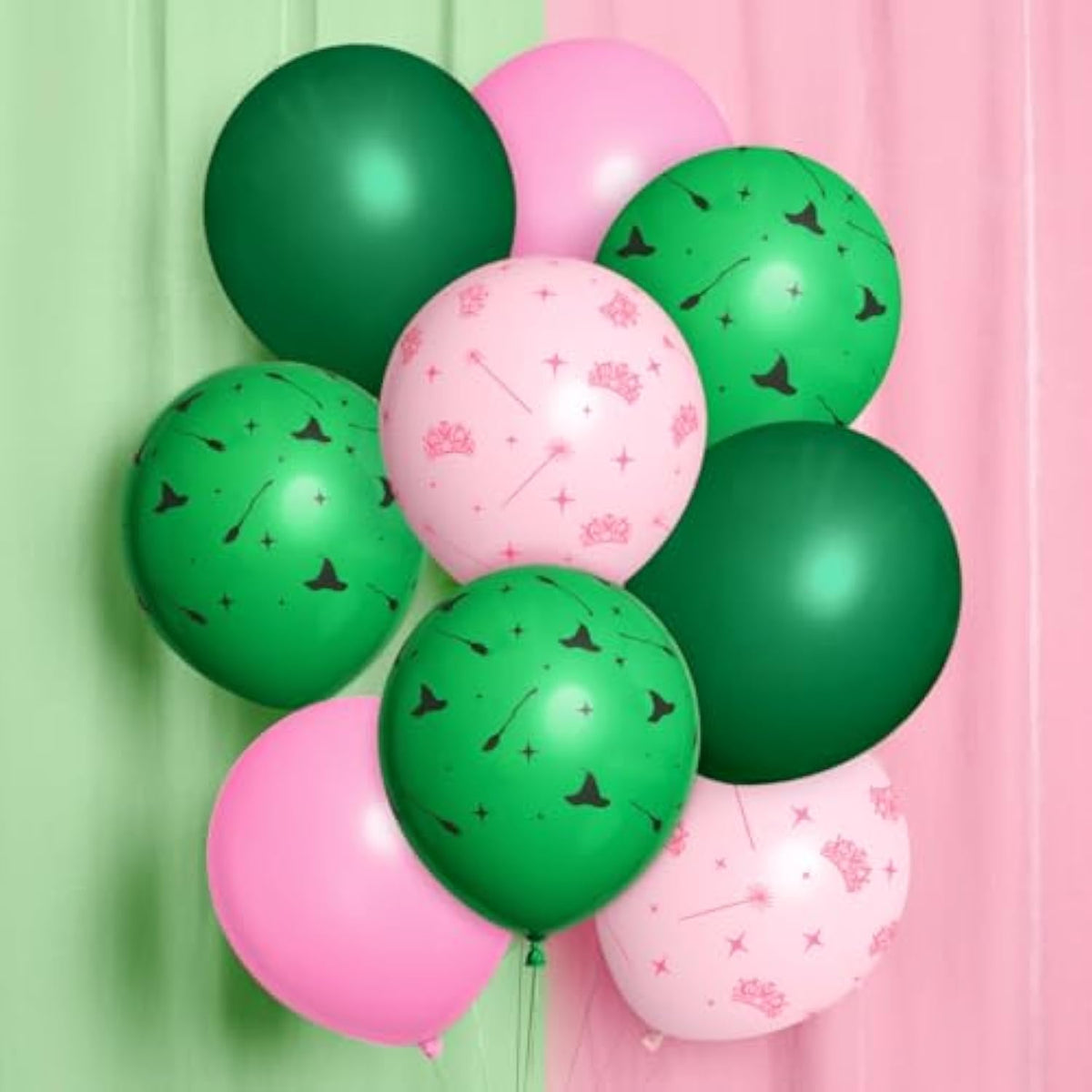 Pink and Green Witch Latex Balloons 24pk 12" for Kids Birthday and Party Decor