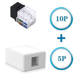 10-Pack Rj45 Cat6 Keystone Jack 90 Degree Insert Blue Bundle With 5-Pack 1 Por