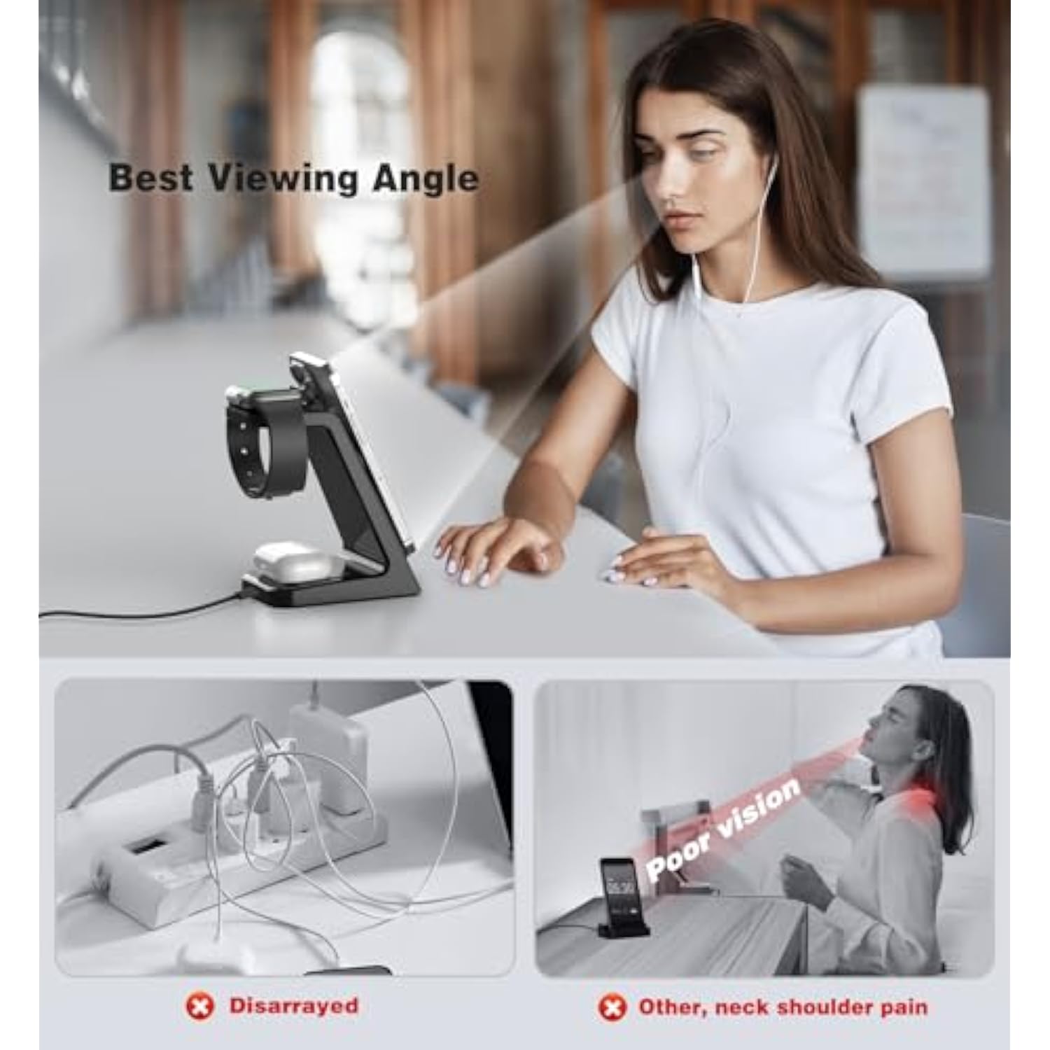 3 In 1 Magnetic Wireless Charging Station Apple 20W Mag-Safe Charger Stand Magnetic Wireless Charger For Iphone 16 15 14 13 12 Pro/Pro Max/Plus/Mini Airpods 2/3/Pro Iwatch Ultra/8/7/Se/6/5/4/3/2