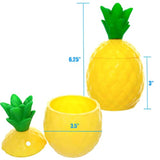12-Pack Plastic Pineapple Cups With Lids And Hibiscus Straws, Hawaiian Party Cups Luau Aloha Party Favor (12)