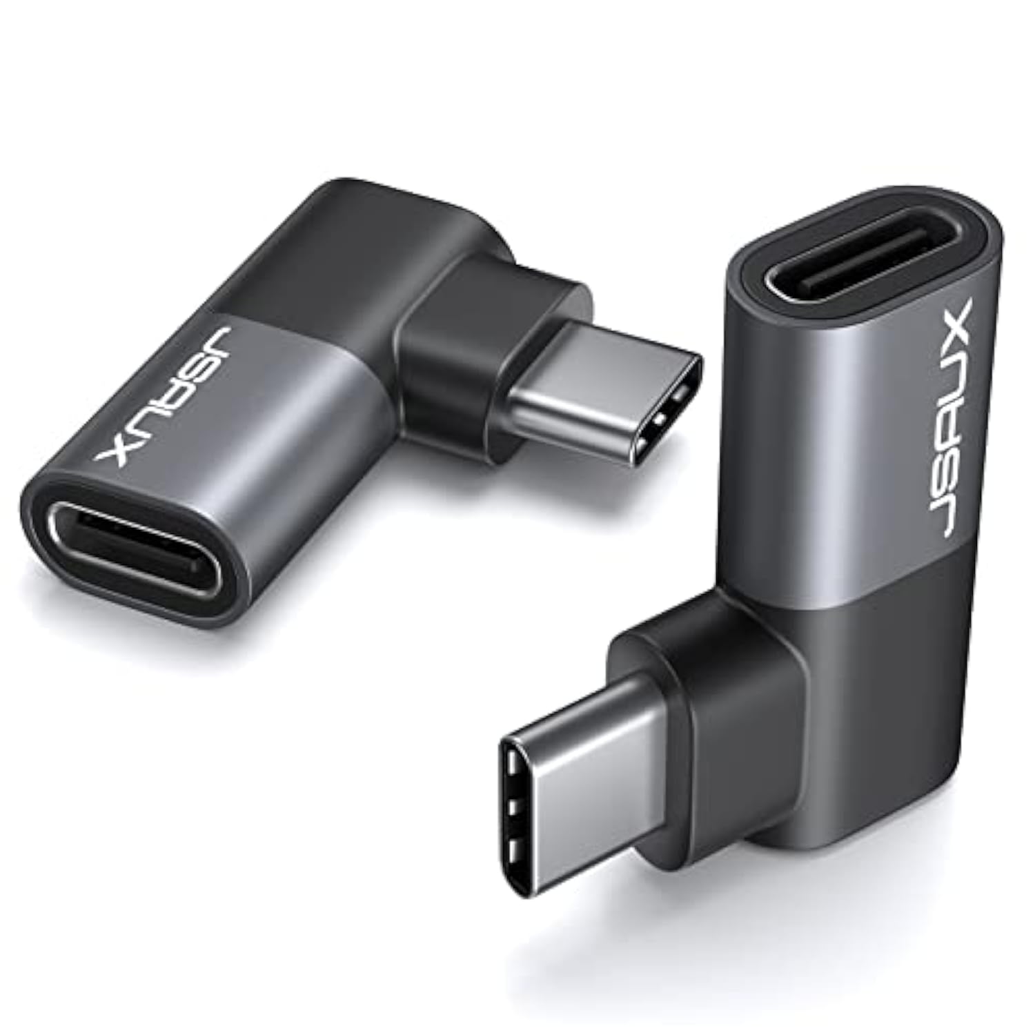 90 Degree Right Angle Usb-C Male To Usb-C Female Adapter, 2-Pack 40Gbps Data T