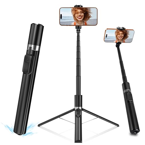Automatic Phone Tripod, 67 Auto-Deploy Selfie Stick Tripod with Remote - 360° Rotatable Extendable - Portable Phone Tripod Stand for Video Recording