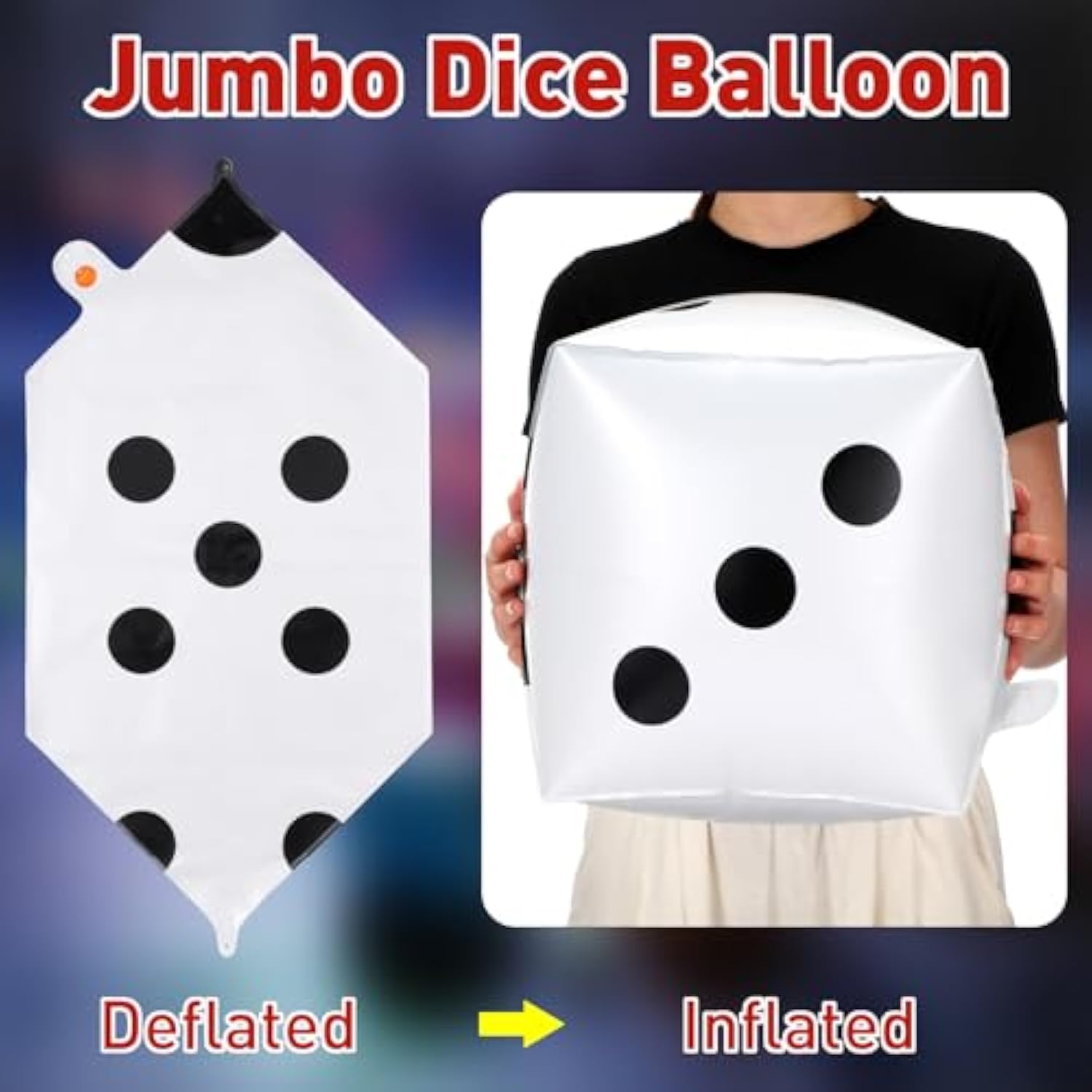 18Pcs Jumbo Dice Foil Balloons, Casino Theme Decor for Party & Game Night