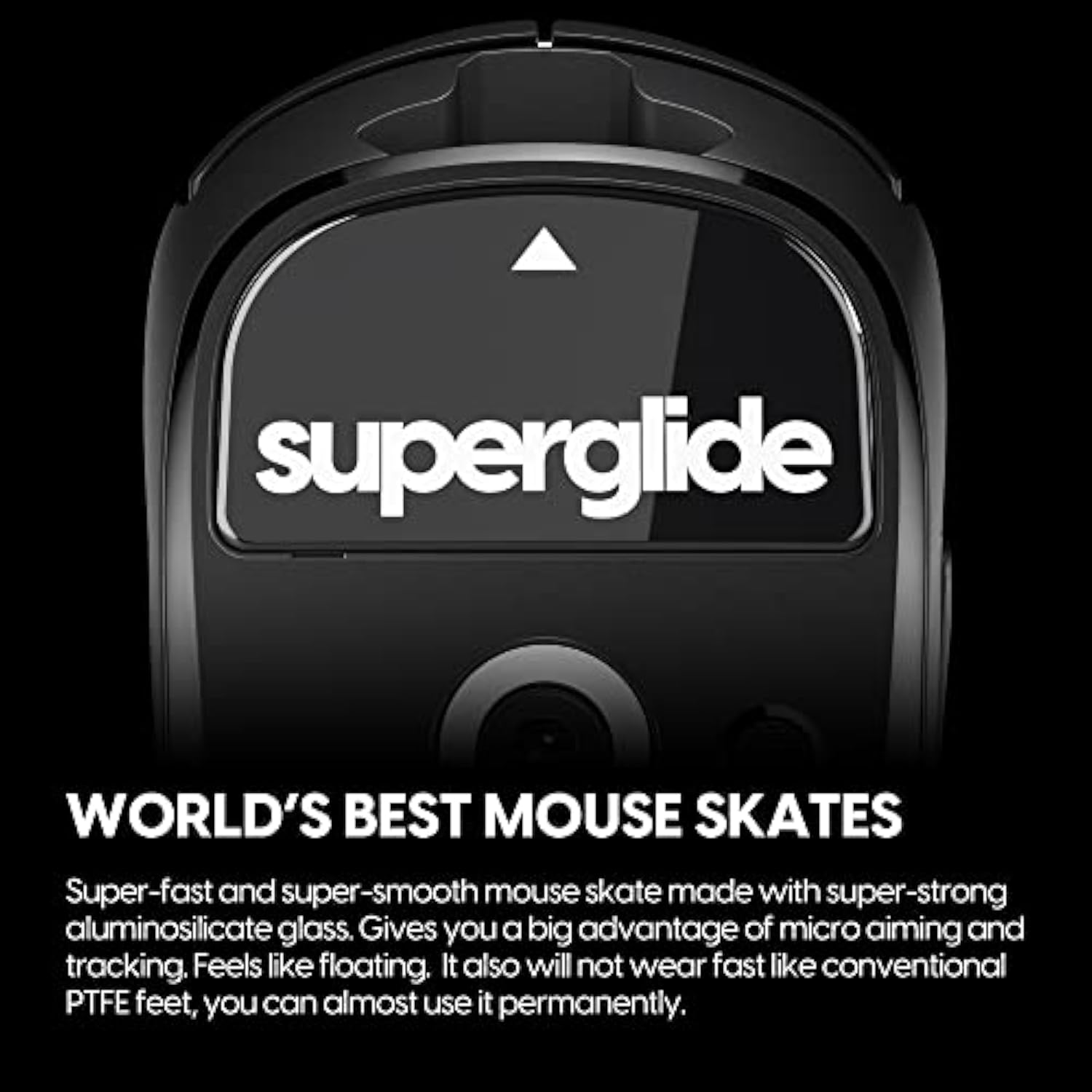 Superglide Glass Mouse Skates - Super Smooth Glide, Polished Round Edge, Super Fast Gaming Mouse Feet With Durable Sole For Logitech G Pro X Superlight1 (Type-S, Black)