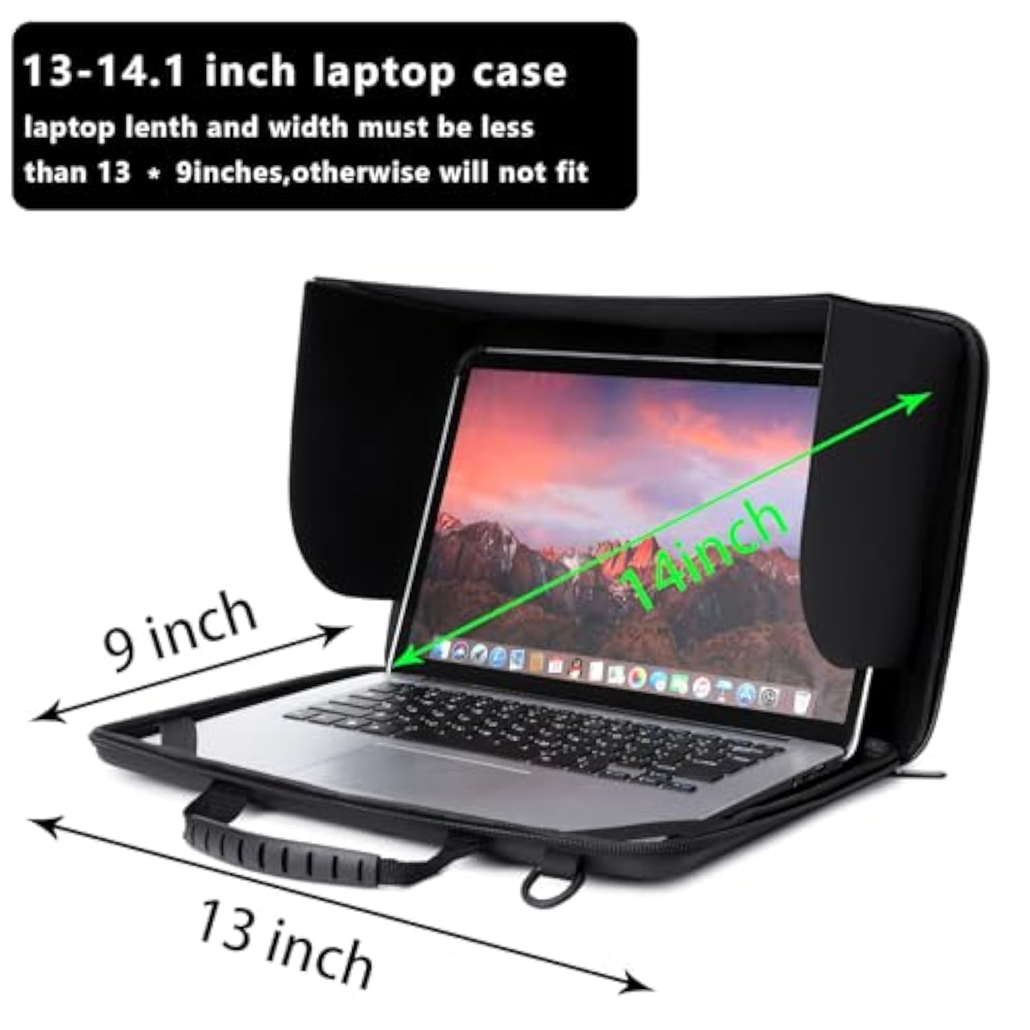 BUG 13-14 Inch Laptop Sun Shade Bag, Chromebook Protective Sleeve Case Shoulder Bag with Sun Hood Foldable Portable Shield Cover for Working Outside, Computer Hard Shell Case(Patent Pending)