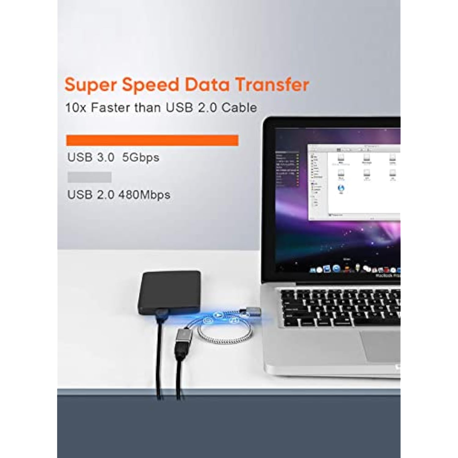 CableCreation Short USB 3.0 Extension Cable 1FT, USB 3.0 A Male to Female Extension Cable Extender Cord for VR, PlayStation, Keyboard, Printer, Space Gray 0.3M