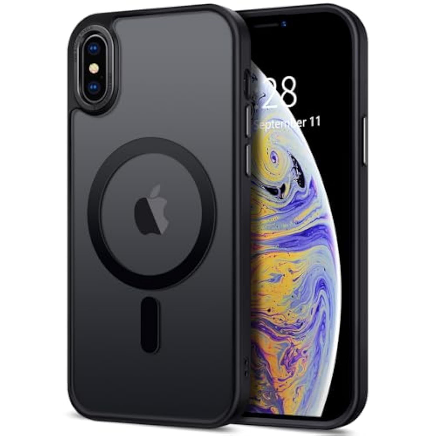Case For Iphone X Case, For Iphone Xs Case Magnetic Translucent Matte Phone Cases 5.8" [Compatible With Magsafe] Thin Slim Fit Shockproof Bumper Hard Protective Cover For Women Men Girls, Black