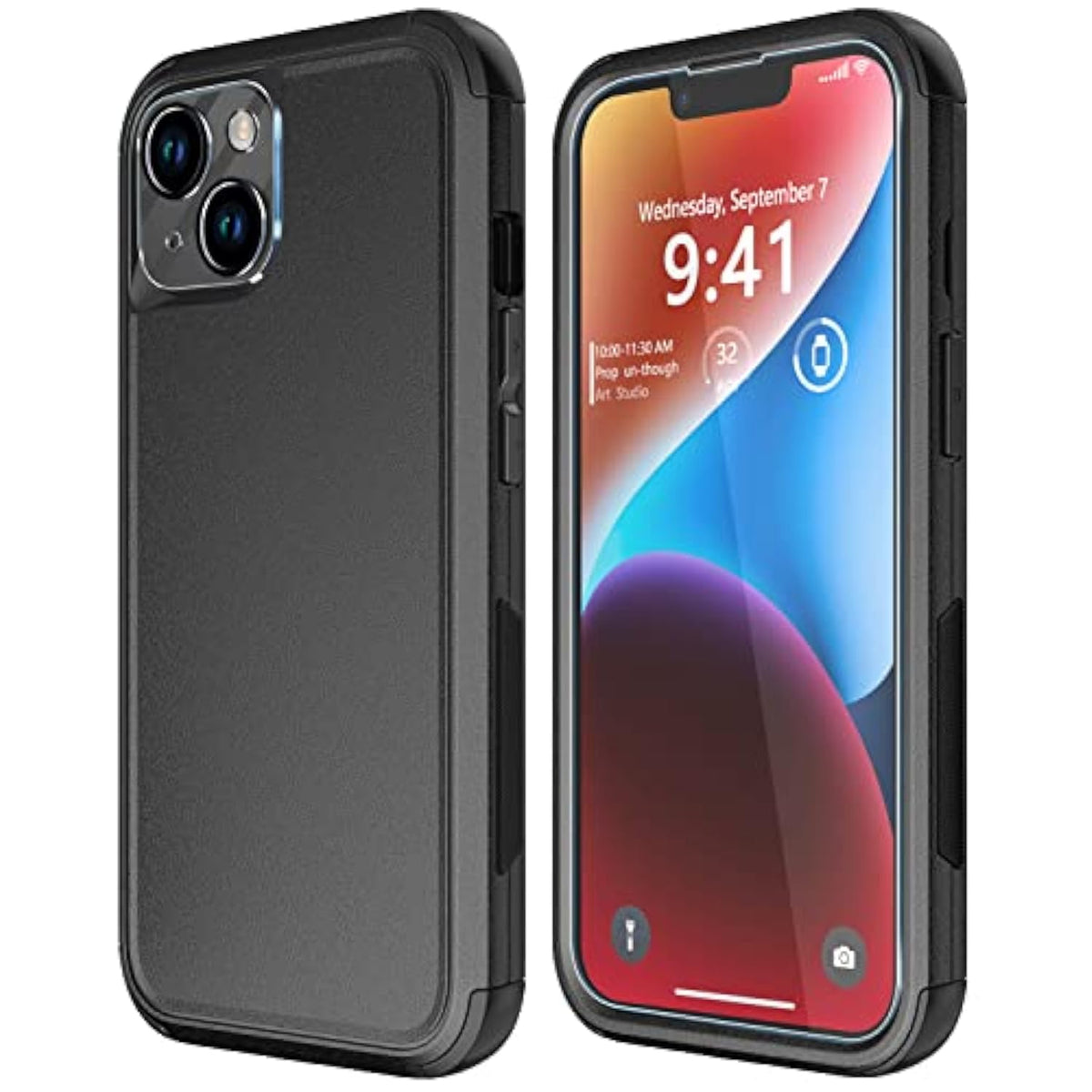 For 14 Case [Shockproof] [Dropproof] [Tempered Glass Screen + Camera Lens Protector] Heavy Duty Protection Phone Case Cover For 14 6.1Inch
