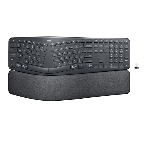 Ergo K860 Wireless Ergonomic Keyboard - Split Keyboard, Wrist Rest, Natural Typing, Stain-Resistant Fabric, Bluetooth And Usb Connectivity, Compatible With Windows/Mac, Black