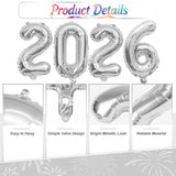 Silver Happy New Year 2026 Balloons, Number 2026 Foil Balloon With Happy New Year Letter Foil Balloon, 16 Inch 2026 Nye Decorations For 2026 Happy New Year Eve Christmas Party Decorations Supplies