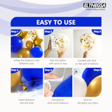 187Pcs Royal Blue And Gold Balloons Arch Garland Kit, 5 10 12 18Inch Royal Blue And Gold White Balloons With Gold Foil Balloons For Baby Shower Anniversary Wedding New Year Birthday Party Decorations