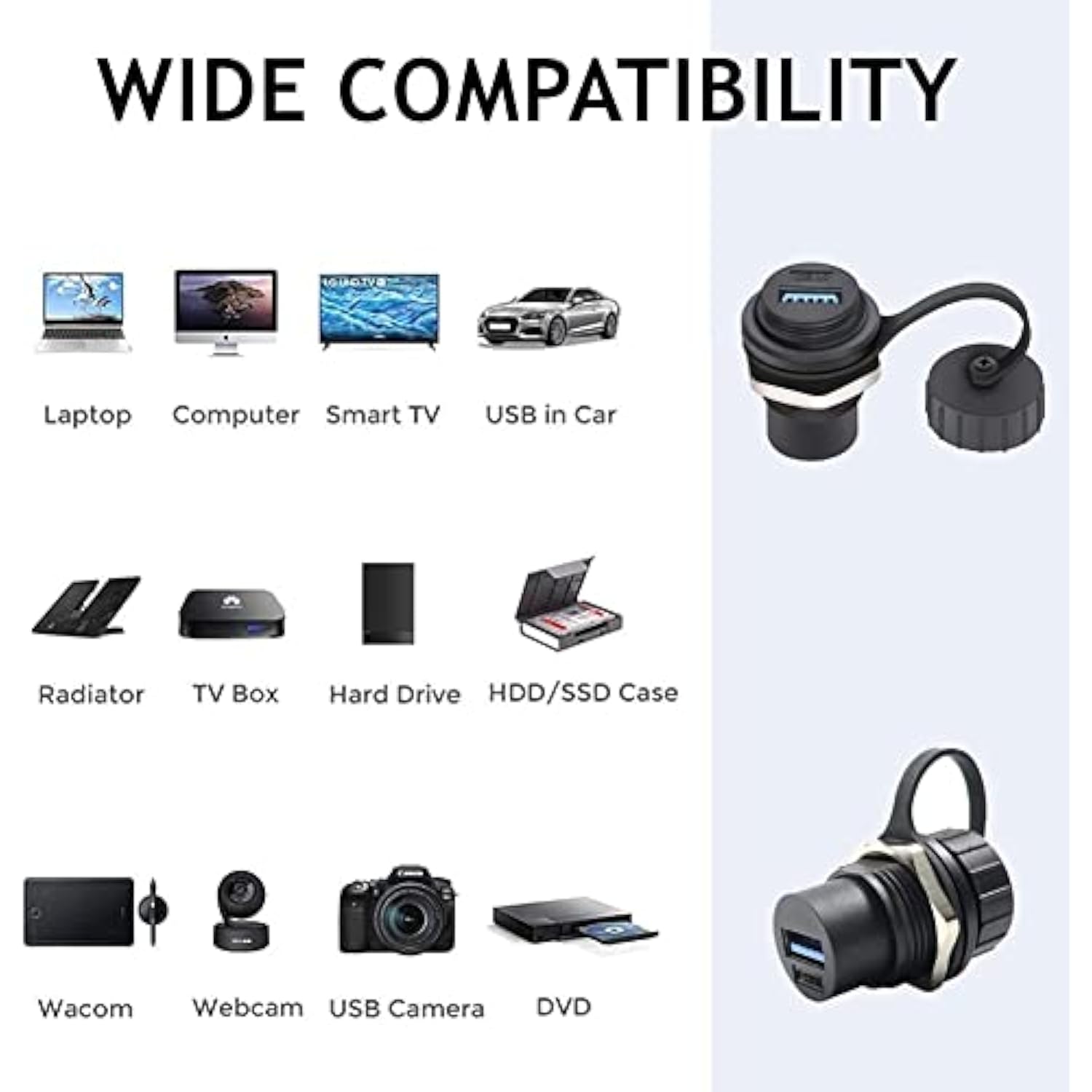 2Pcs Waterproof Usb 3.0 Panel Mount Coupler, Ip67 Usb Pass Through Connector,