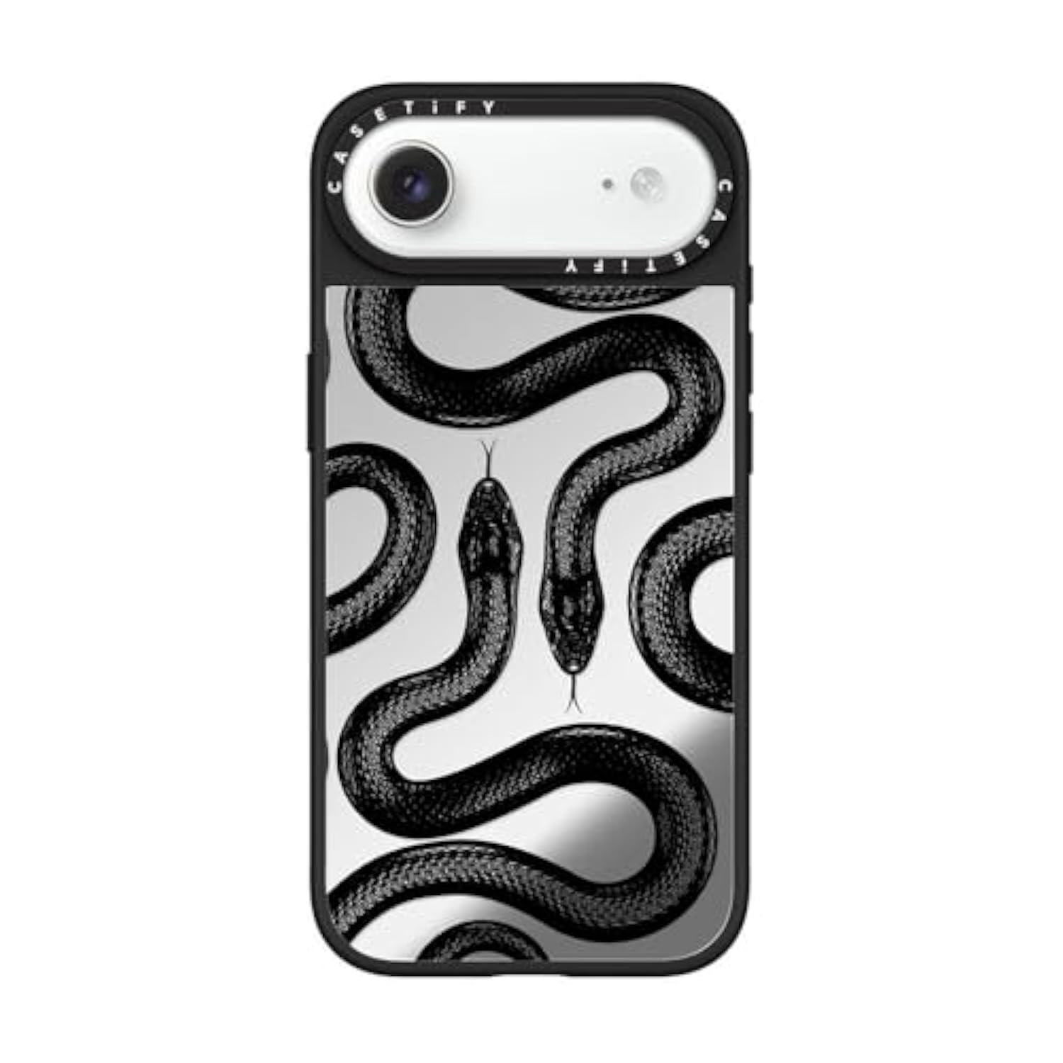 Mirror Iphone Air Case [Reflective/Compatible With Magsafe / 4.9 Ft. 1X Military Grade Drop Protection] - Black Kingsnake - Silver On Black