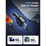 UGREEN Bundle: 130W USB-C Car Charger + 2x 100W USB-C Cables