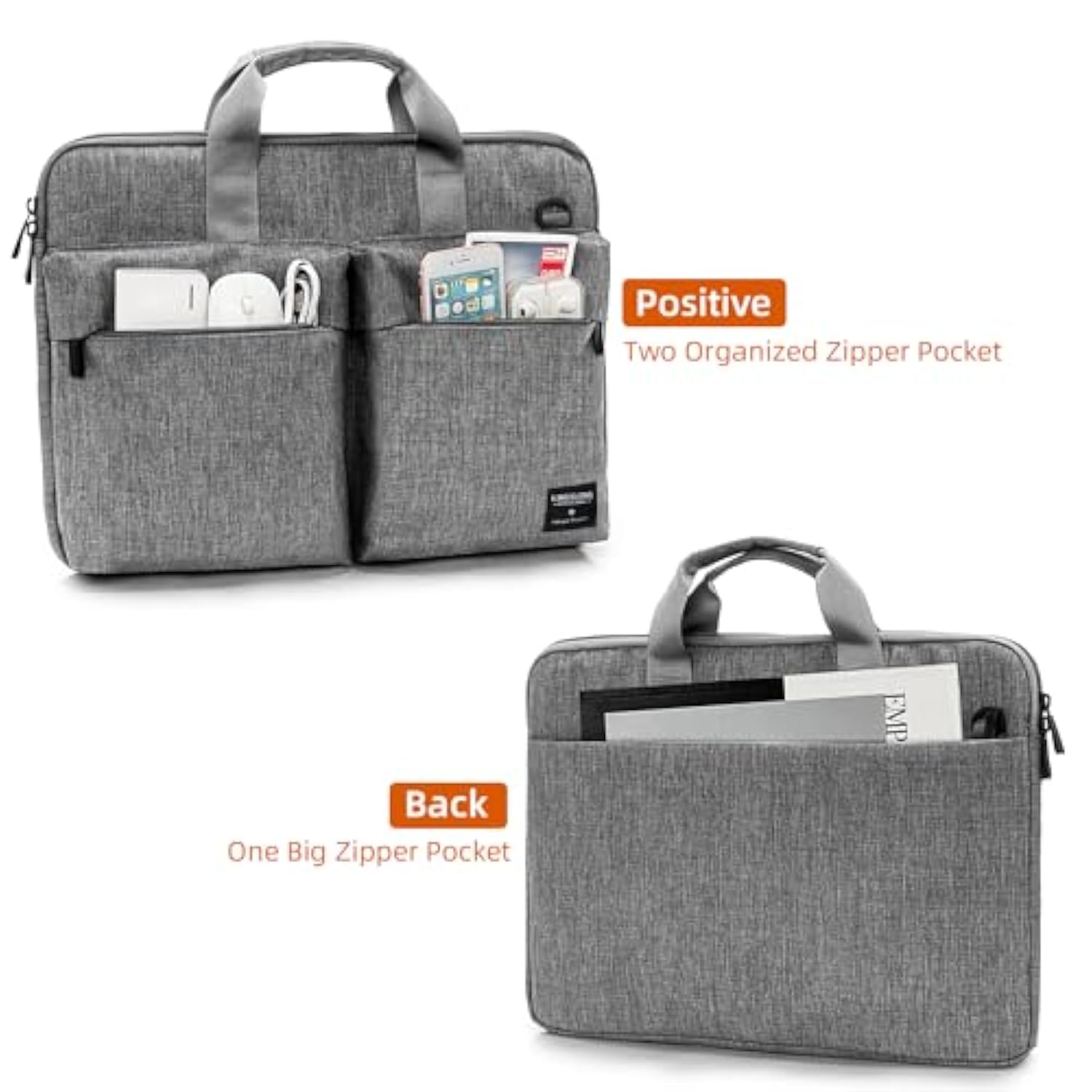 KINGSLONG 15.6 inch Laptop Shoulder Bag, Slim Shockproof Computer Sleeve Notebook Ultrabooks Carrying Case Handbag Cover Fit for Acer Asus Dell Lenovo HP Toshiba, Gray