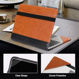 MOSISO Compatible with Microsoft Surface Laptop Go 3/2/1 12.4 inch 2023 2022 2020 Release (Models: 2013 & 1943), PU Leather Laptop Sleeve Carrying Case Portfolio Cover with Elastic Band, Brown